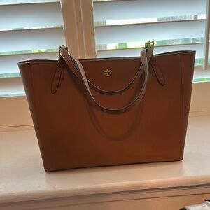 Tory Burch Brown Leather Tote Structured Design